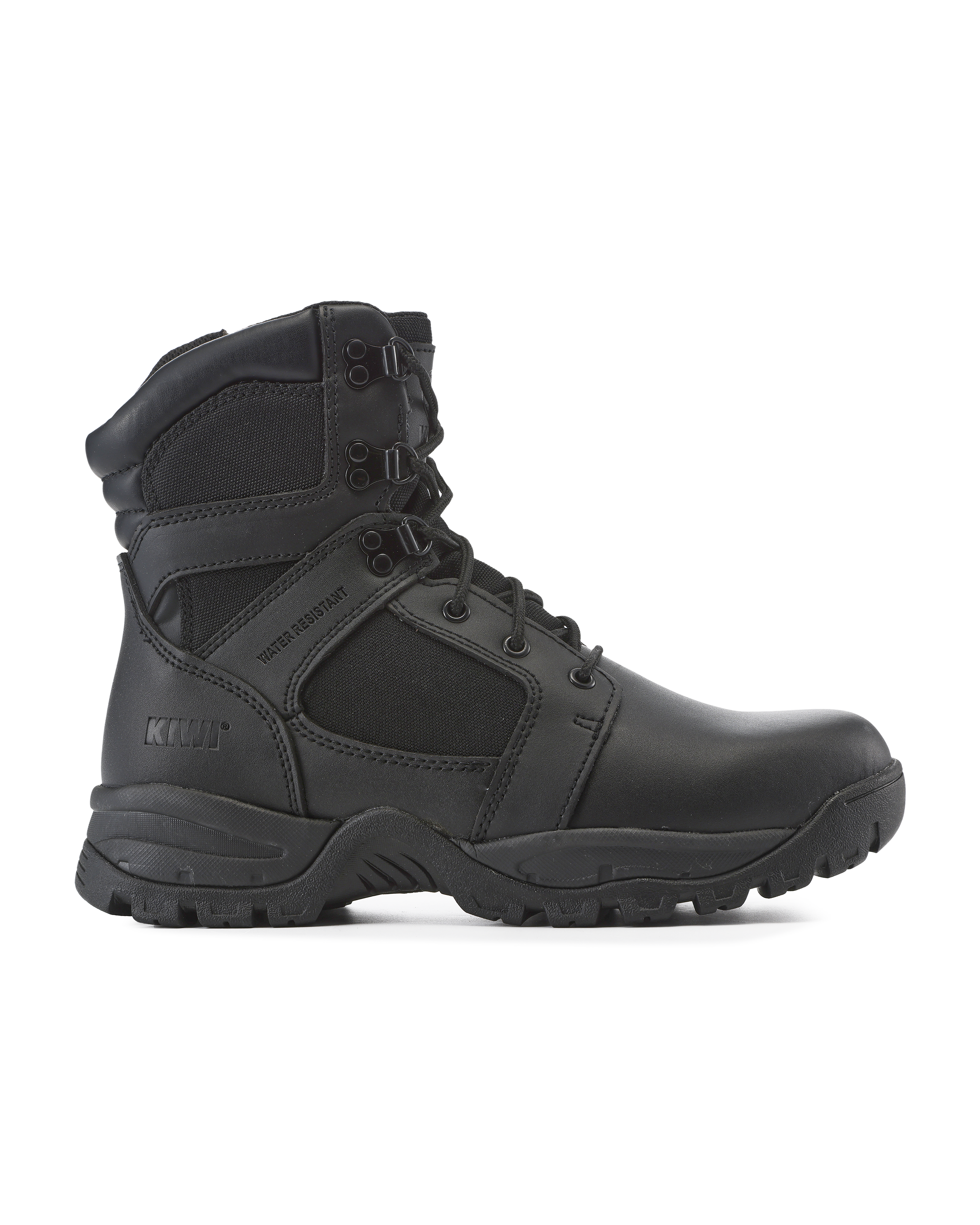 Kiwi Rugged Black Action Leather 7" Steel Toe Zipped Water Resistant Tactical Boots [60500]