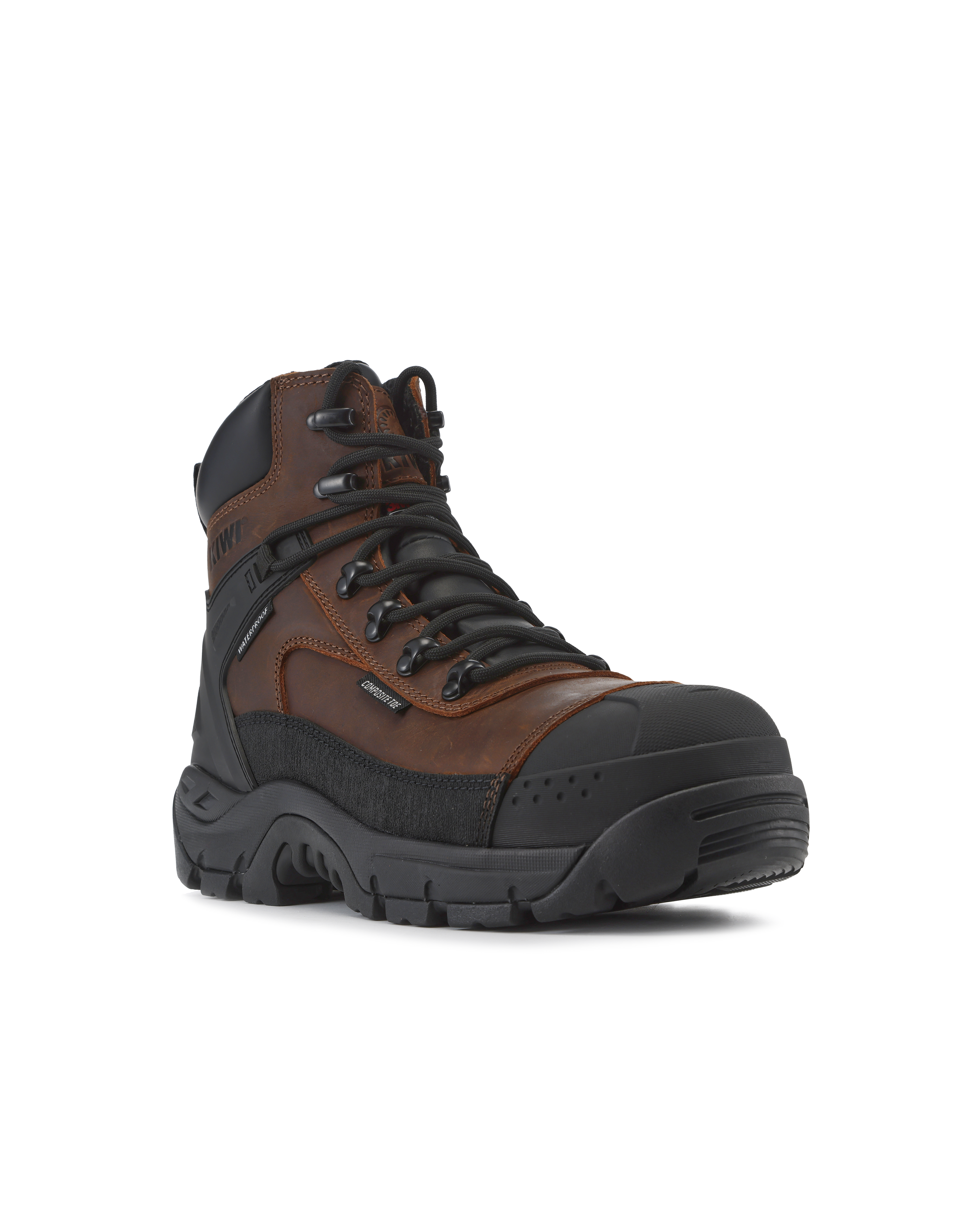 Kiwi ProGuard Brown Crazy Horse Leather Mid-Cut 6" Composite Toe Zipped Waterproof Tactical Boots [69200]