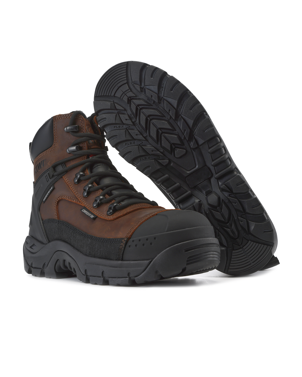 Kiwi ProGuard Brown Crazy Horse Leather Mid-Cut 6" Composite Toe Zipped Waterproof Tactical Boots [69200]