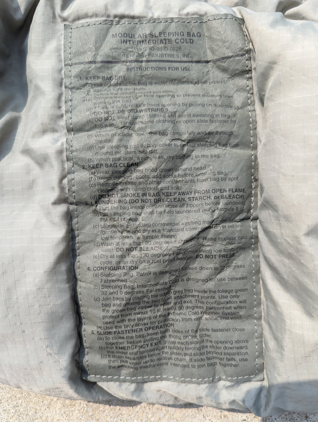 Intermediate Cold Weather Sleeping Bag - Gray